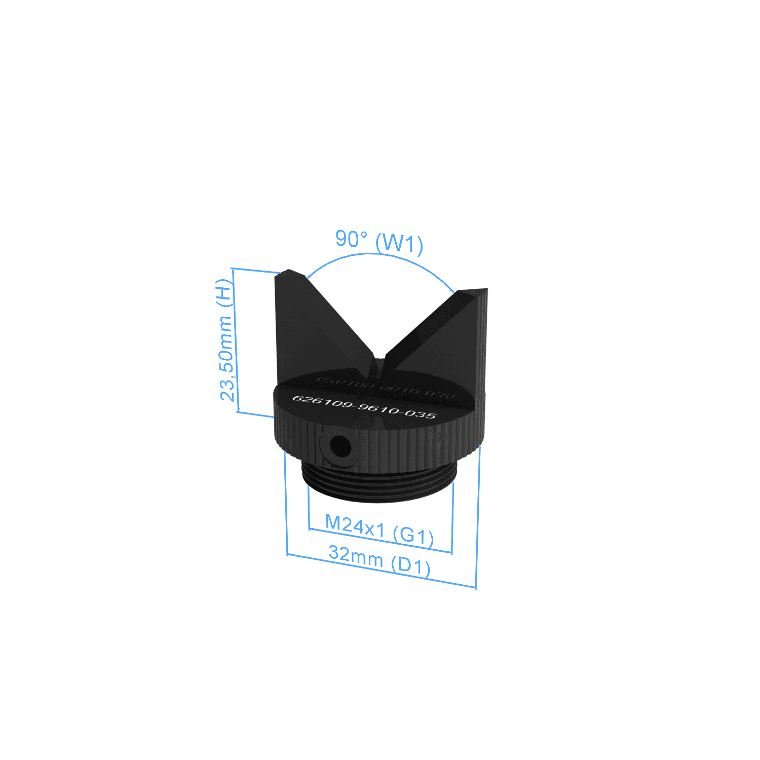 Blate prism top - 90°, without knuckle, Connection M24x1
