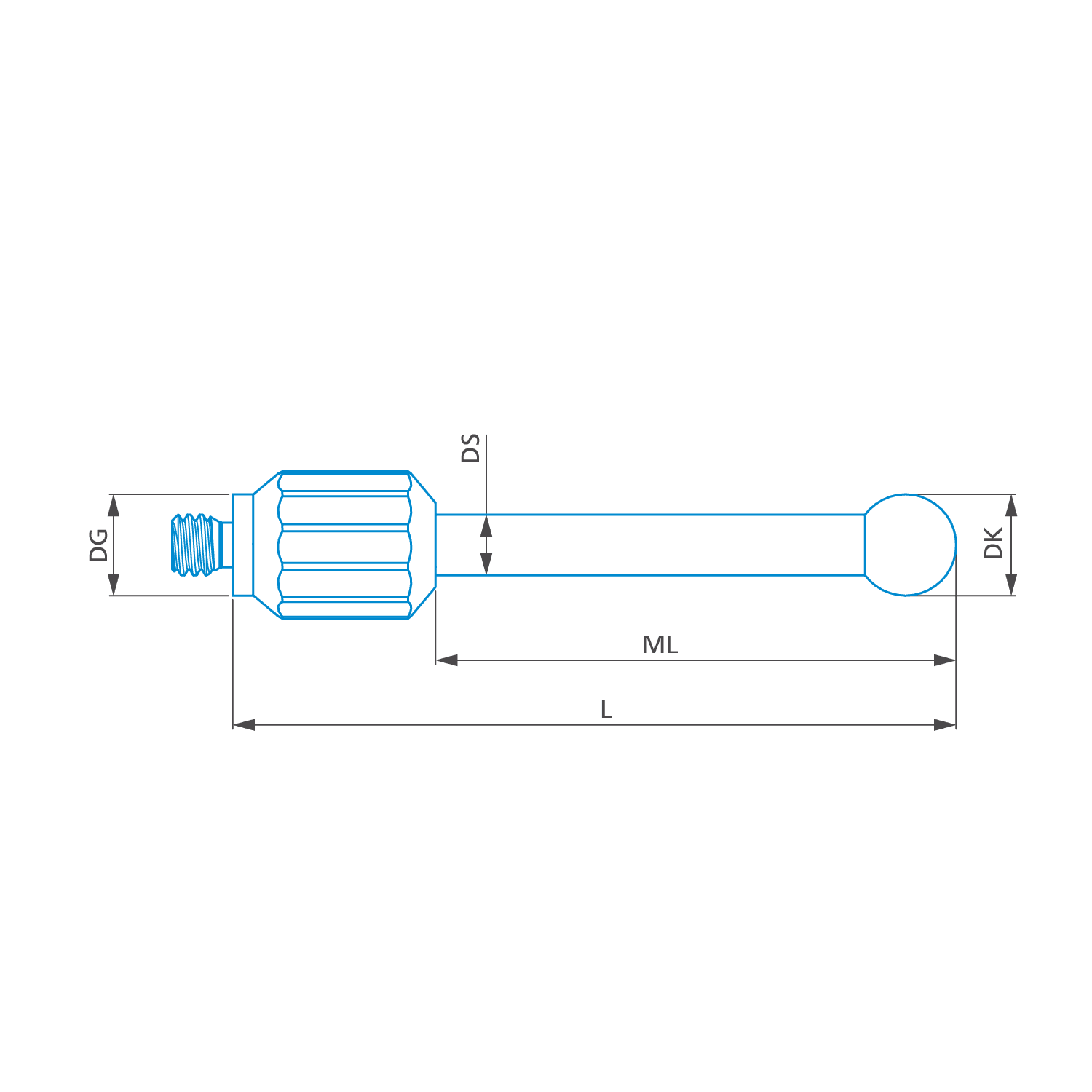 Knurled stylus M3 XXT, DK3 L50