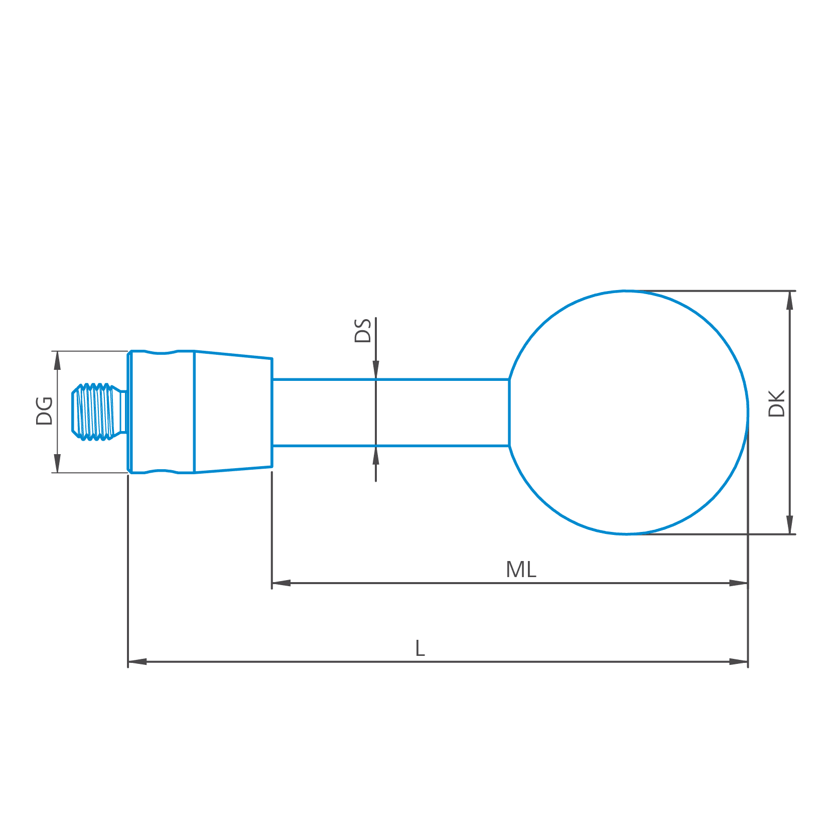 Stylus straight M5 precision, DK19.884 L83
