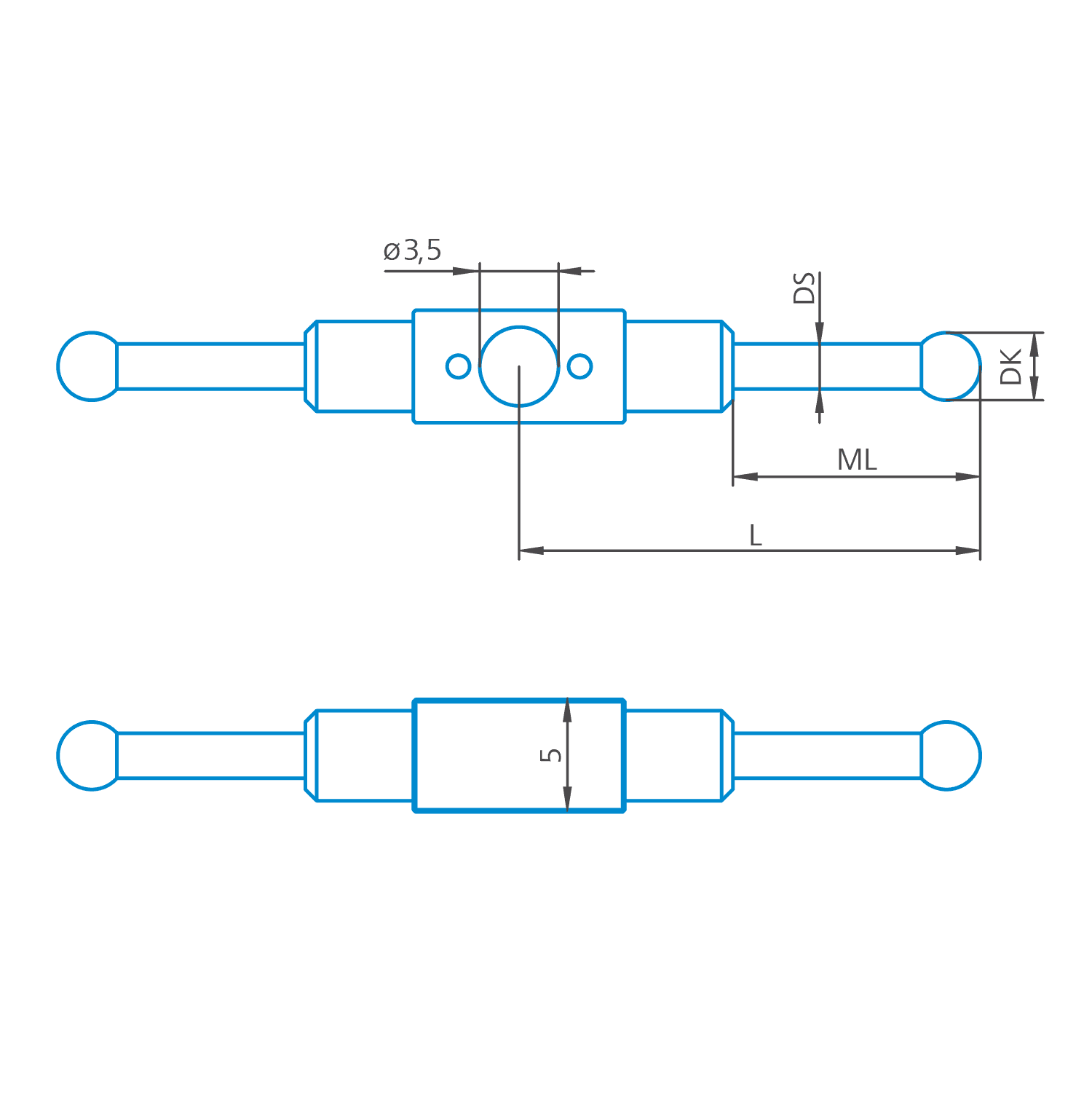 1/2-star stylus 180° M3 XXT, DK3 L20