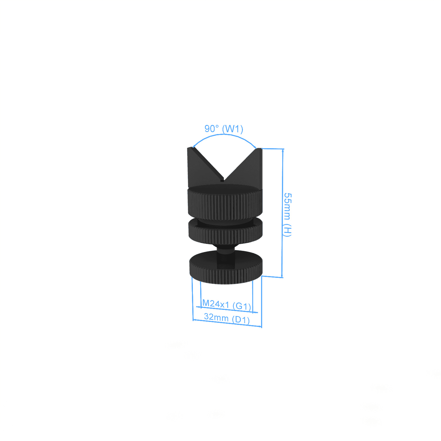 Blate prism top - 90°, with knuckle, Connection M24x1