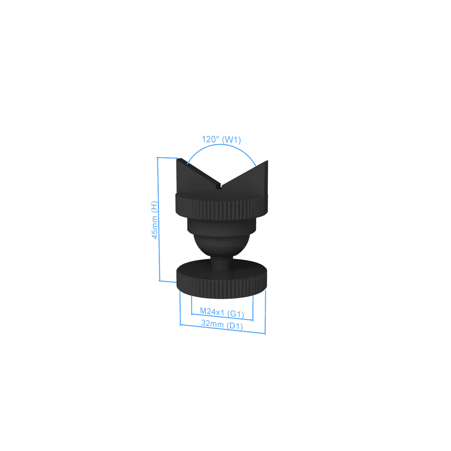 Blate prism top - 120°, with knuckle, Connection M24x1