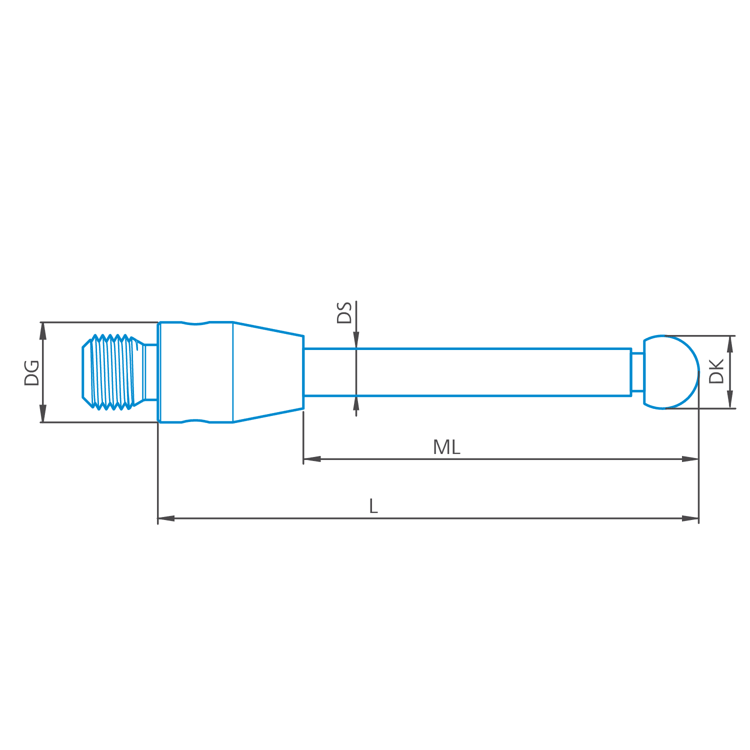 Stylus straight M3 DK3 L45.5 D!S mono