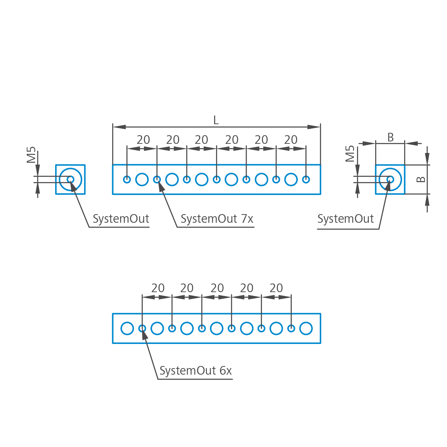 Multiple holder-28x-M5-L140