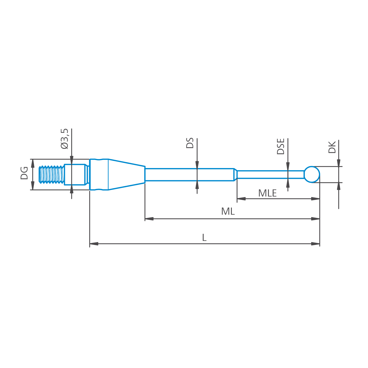 Clamp stylus stepped M3 XXT, DK0.5 L20