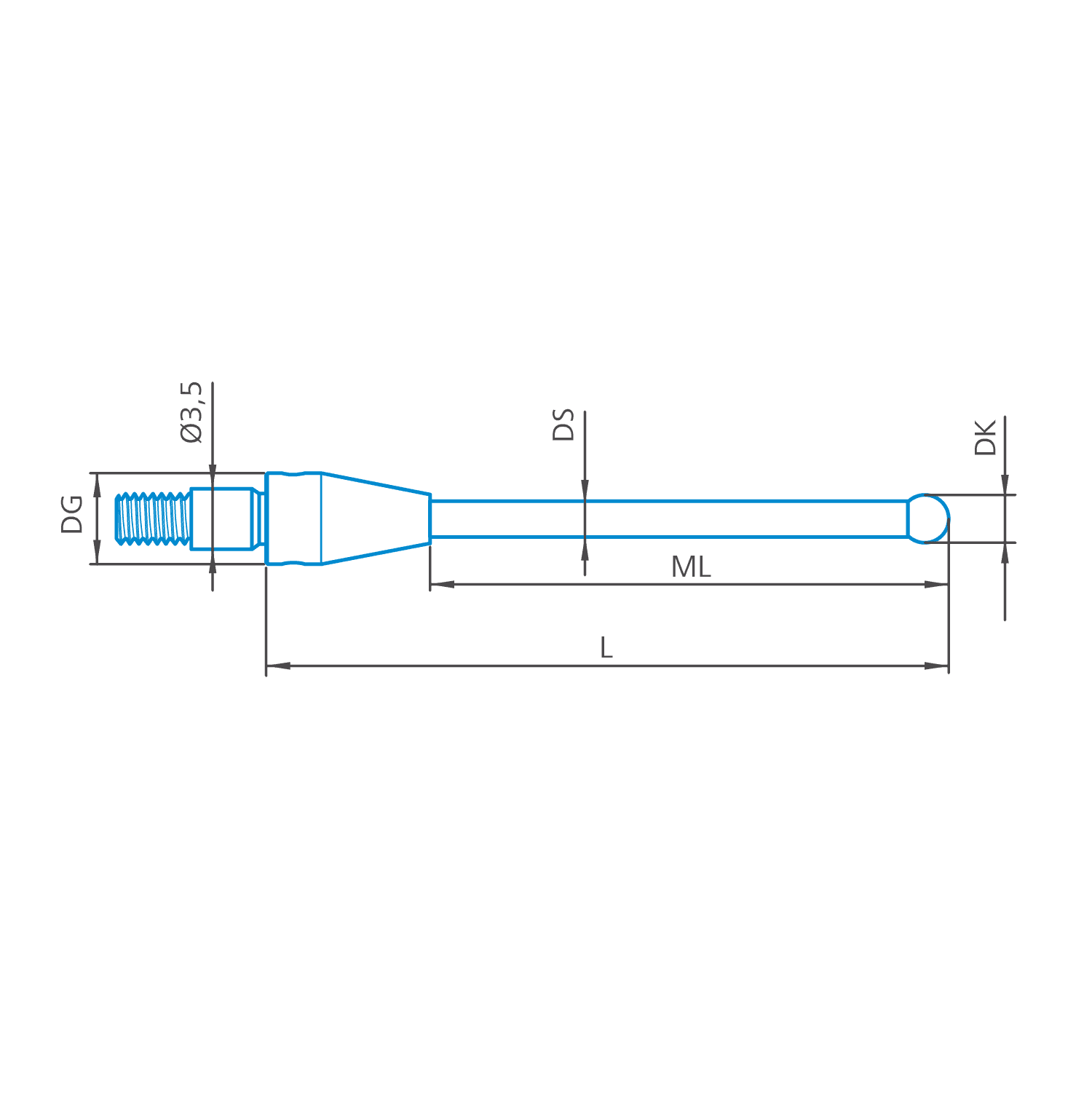 Clamp stylus straight M3 XXT, DK3 L20