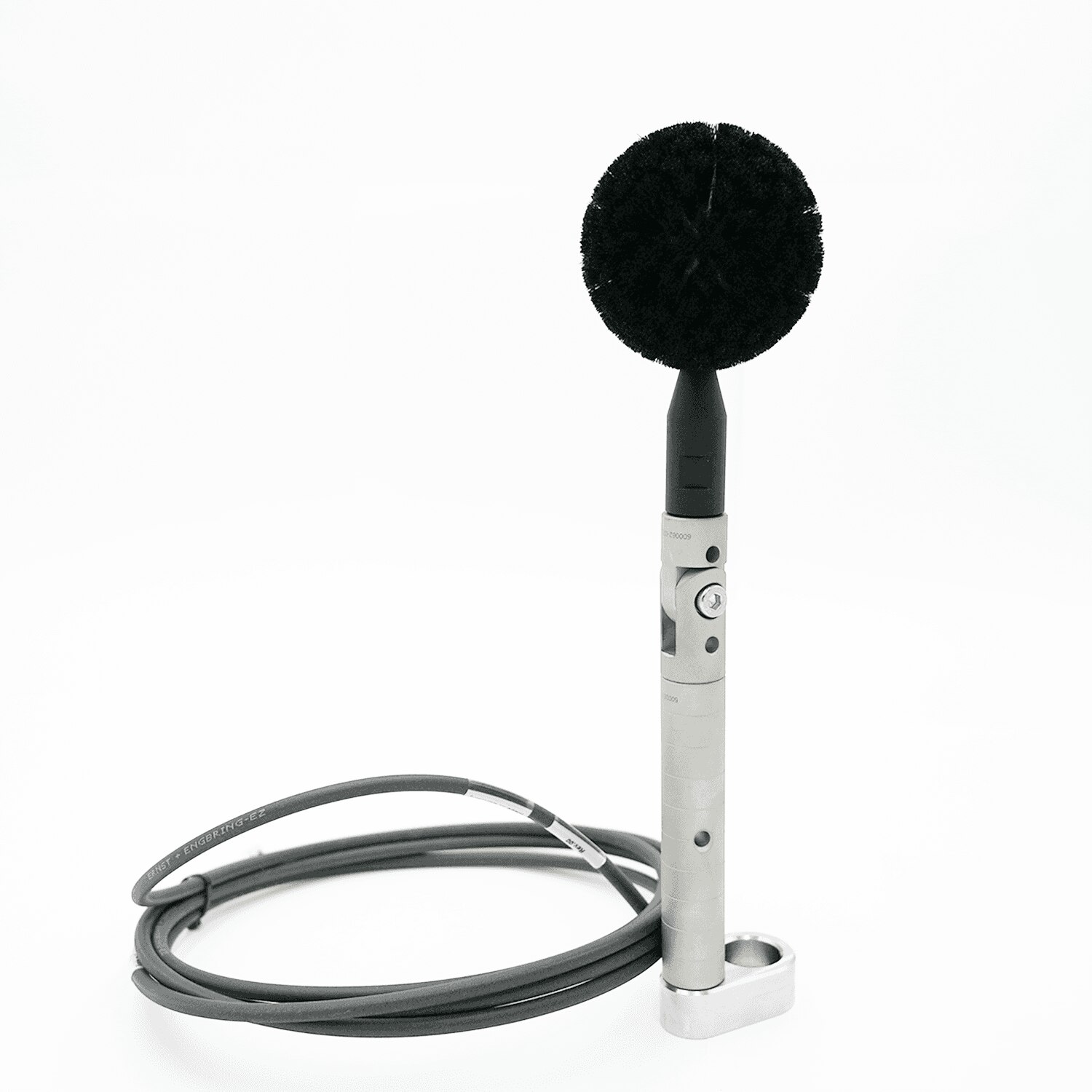 Stylus cleaning brush with holder and grounding cable